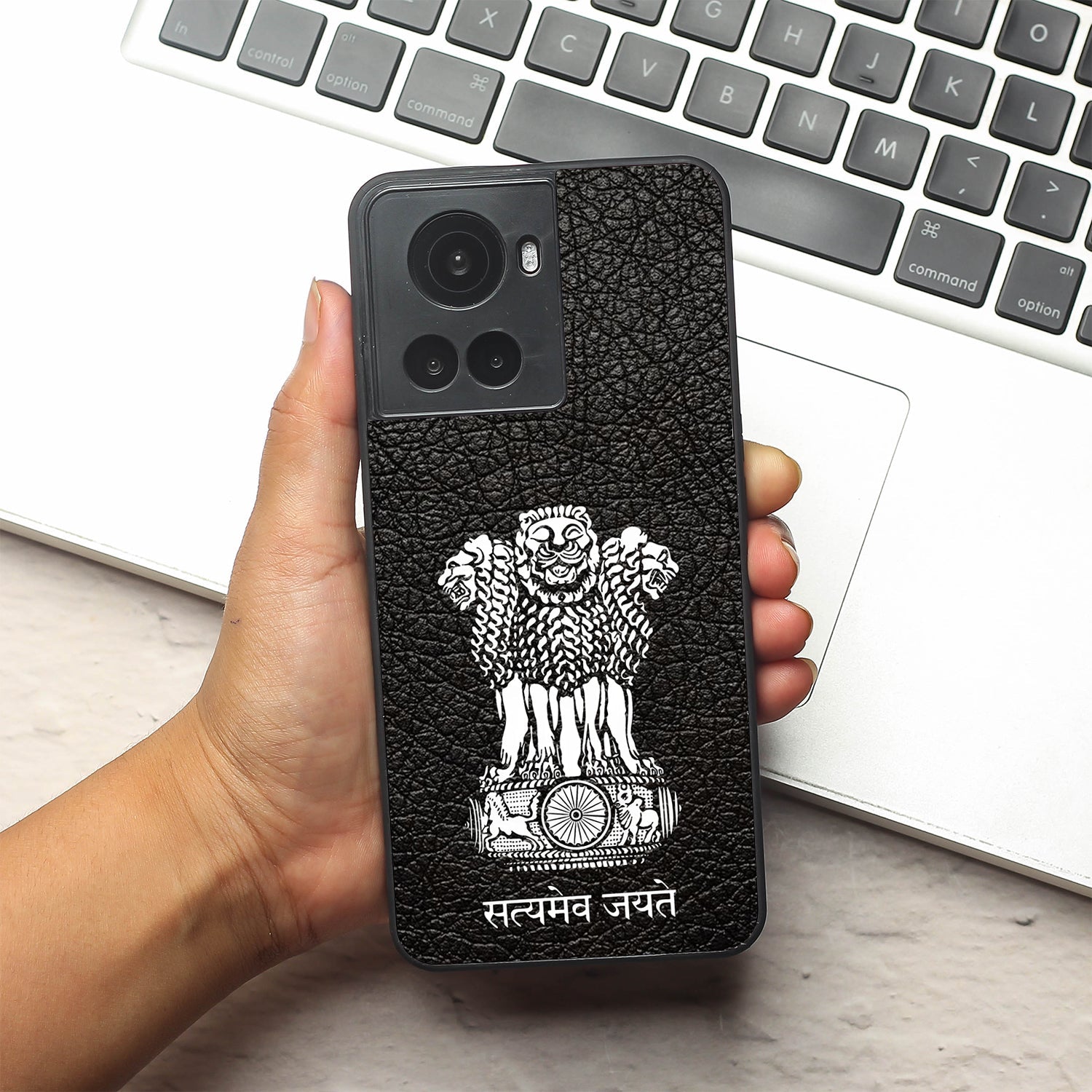 Black Satyamev Jayate metal back case for Oneplus 10R