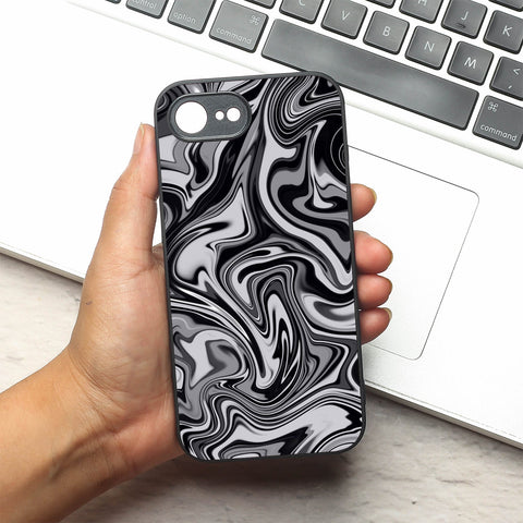 Blackout Marble metal back case for Apple Iphone 16e