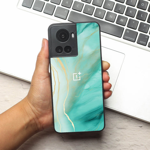 Green Luxe Marble metal back case for Oneplus 10R