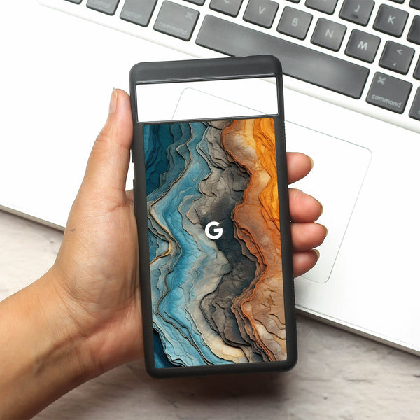 Layered Marble metal back case for Google Pixel 6a