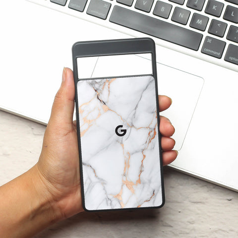 Copper Luxe Marble metal back case for Google Pixel 7