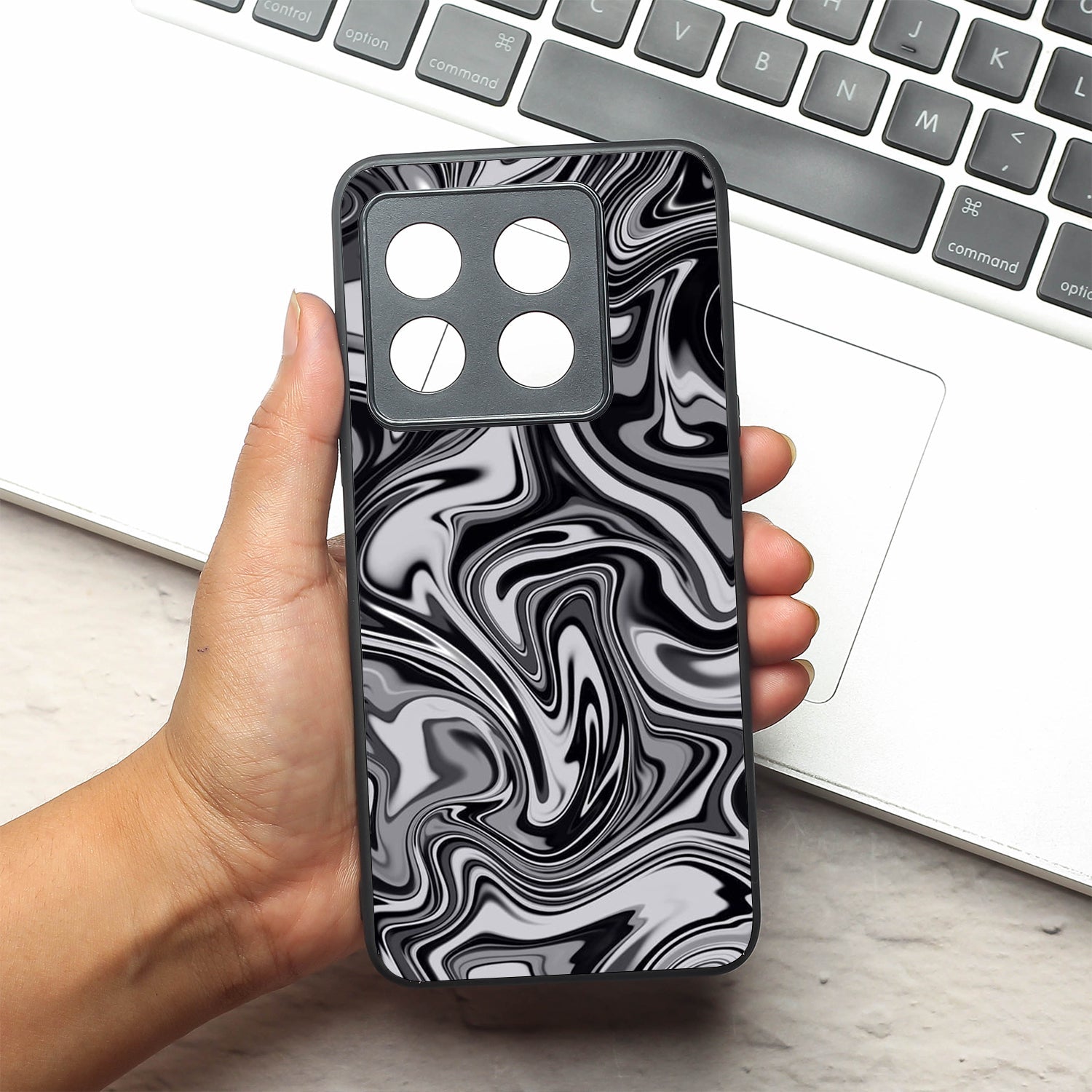 Blackout Marble metal back case for Oneplus 10T