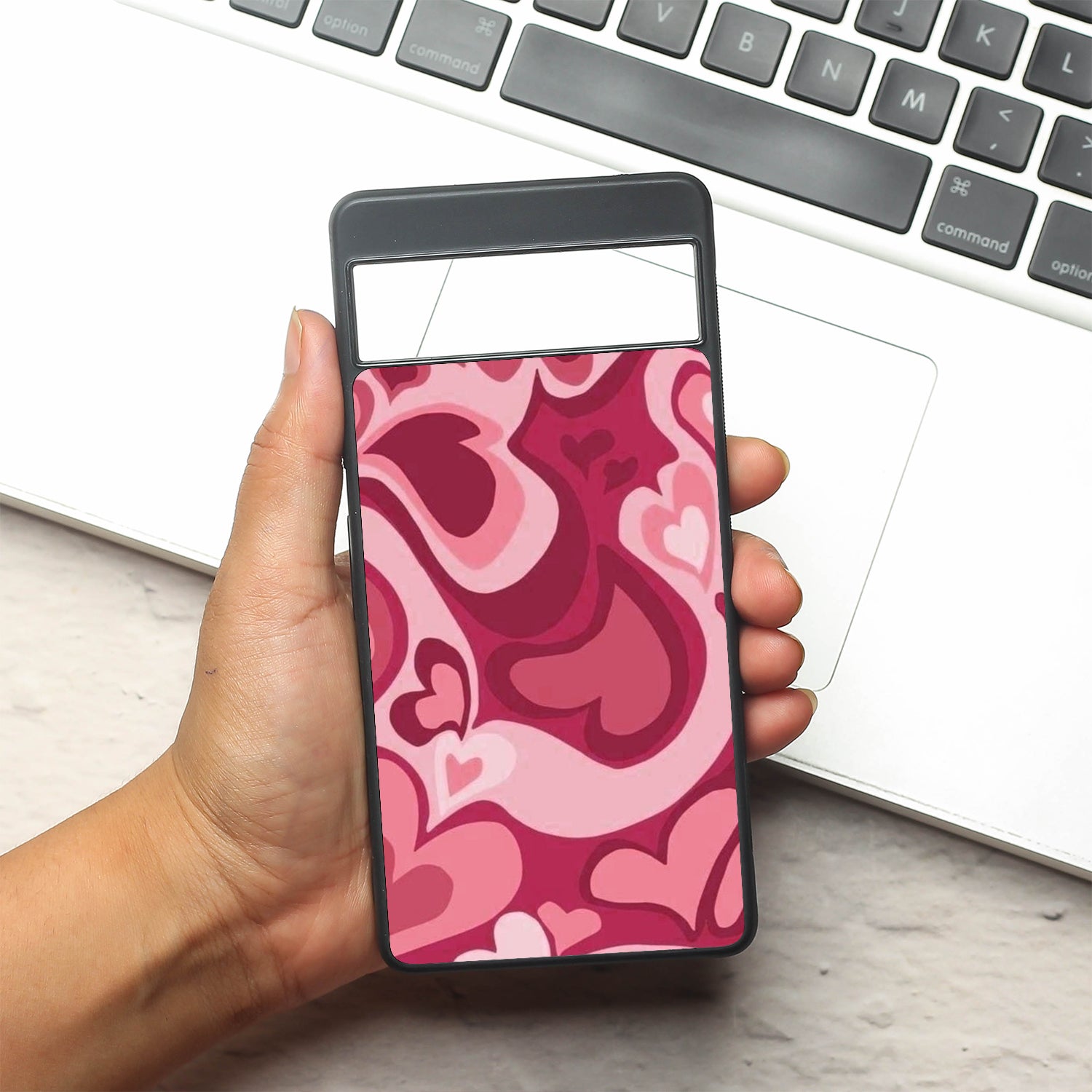 Valentine Wave Marble metal back case for Google Pixel 7