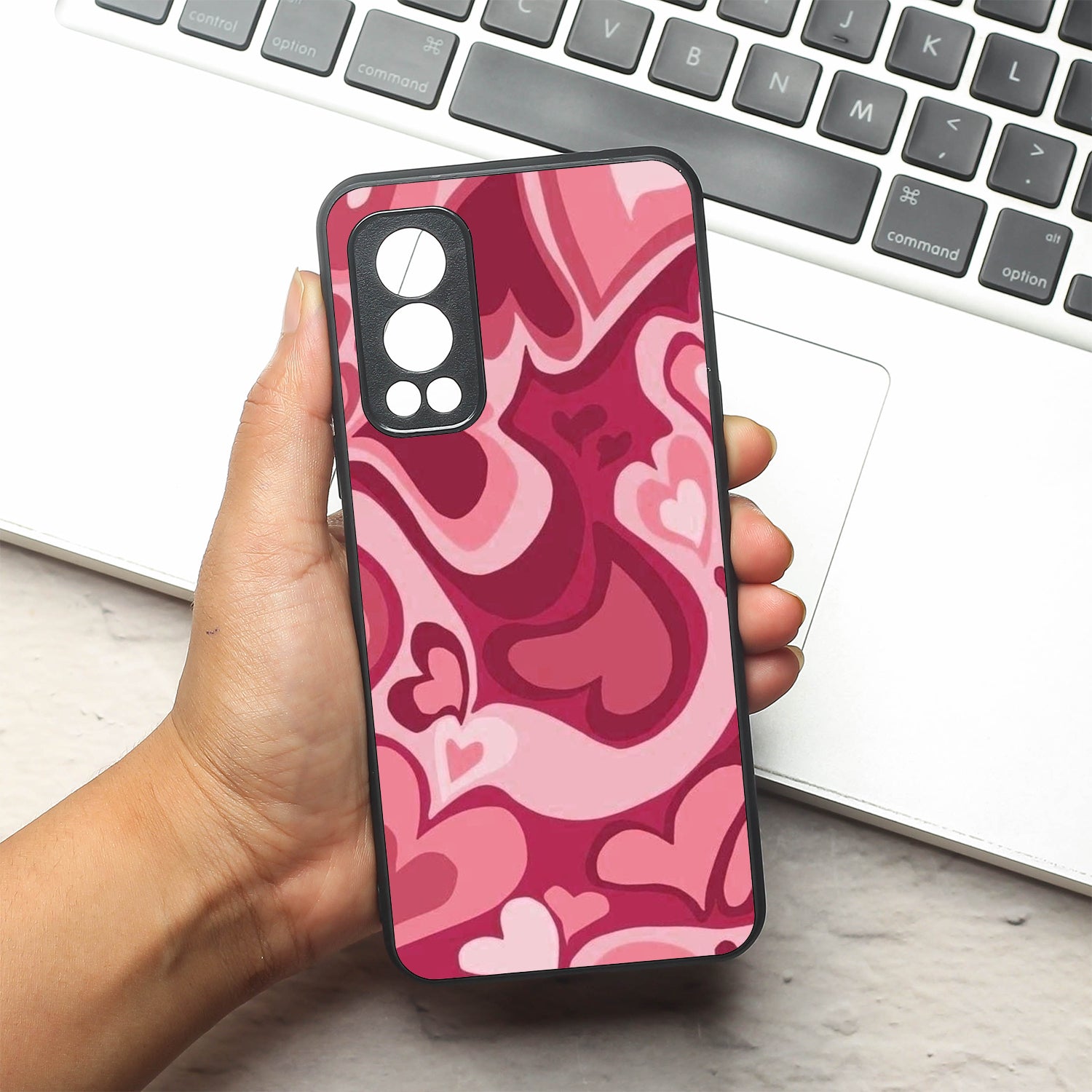 Valentine Wave Marble metal back case for Oneplus Nord 2