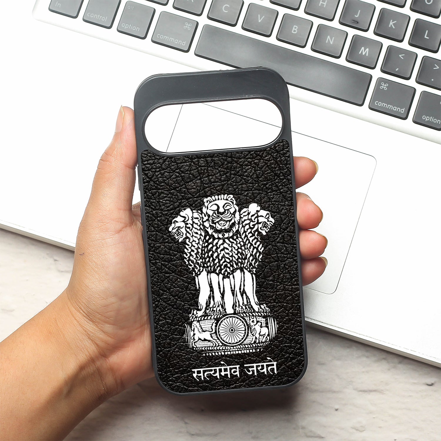 Black Satyamev Jayate metal back case for Google Pixel 9