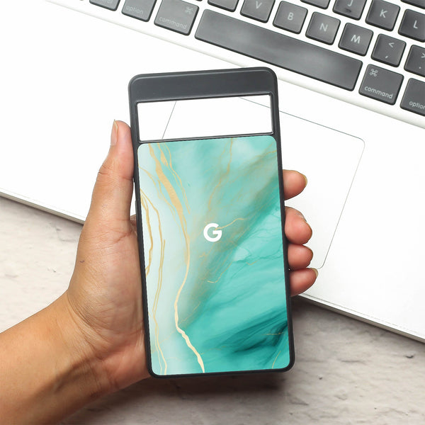 Green Luxe Marble metal back case for Google Pixel 7