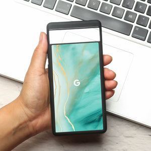 Green Luxe Marble metal back case for Google Pixel 6a