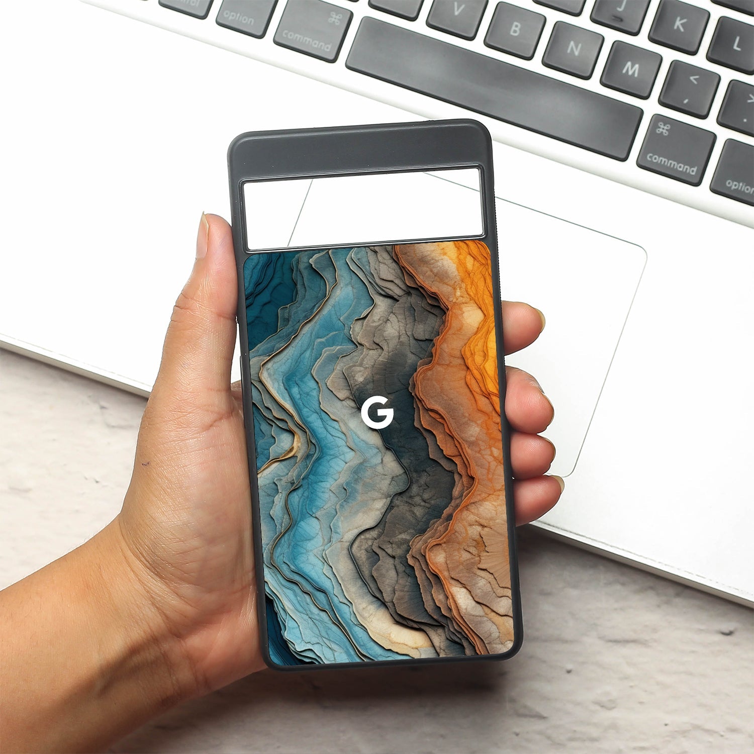 Layered Marble metal back case for Google Pixel 7
