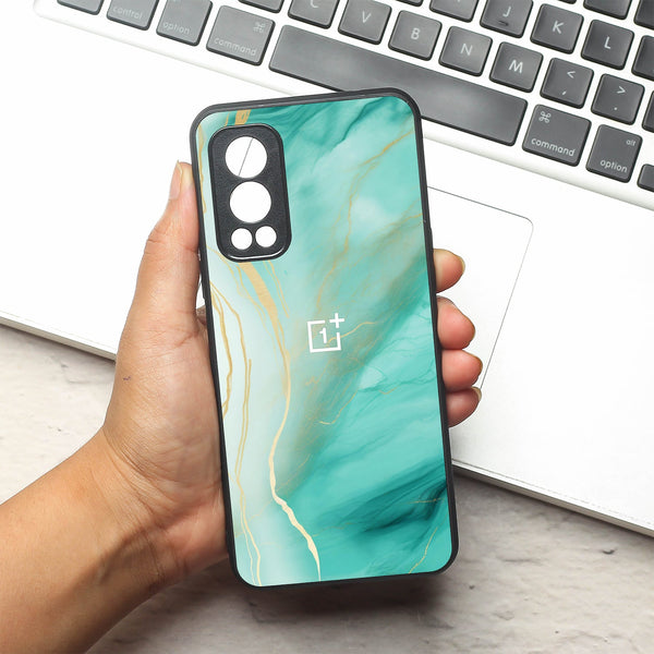 Green Luxe Marble metal back case for Oneplus Nord 2