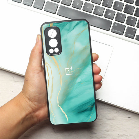Green Luxe Marble metal back case for Oneplus Nord 2