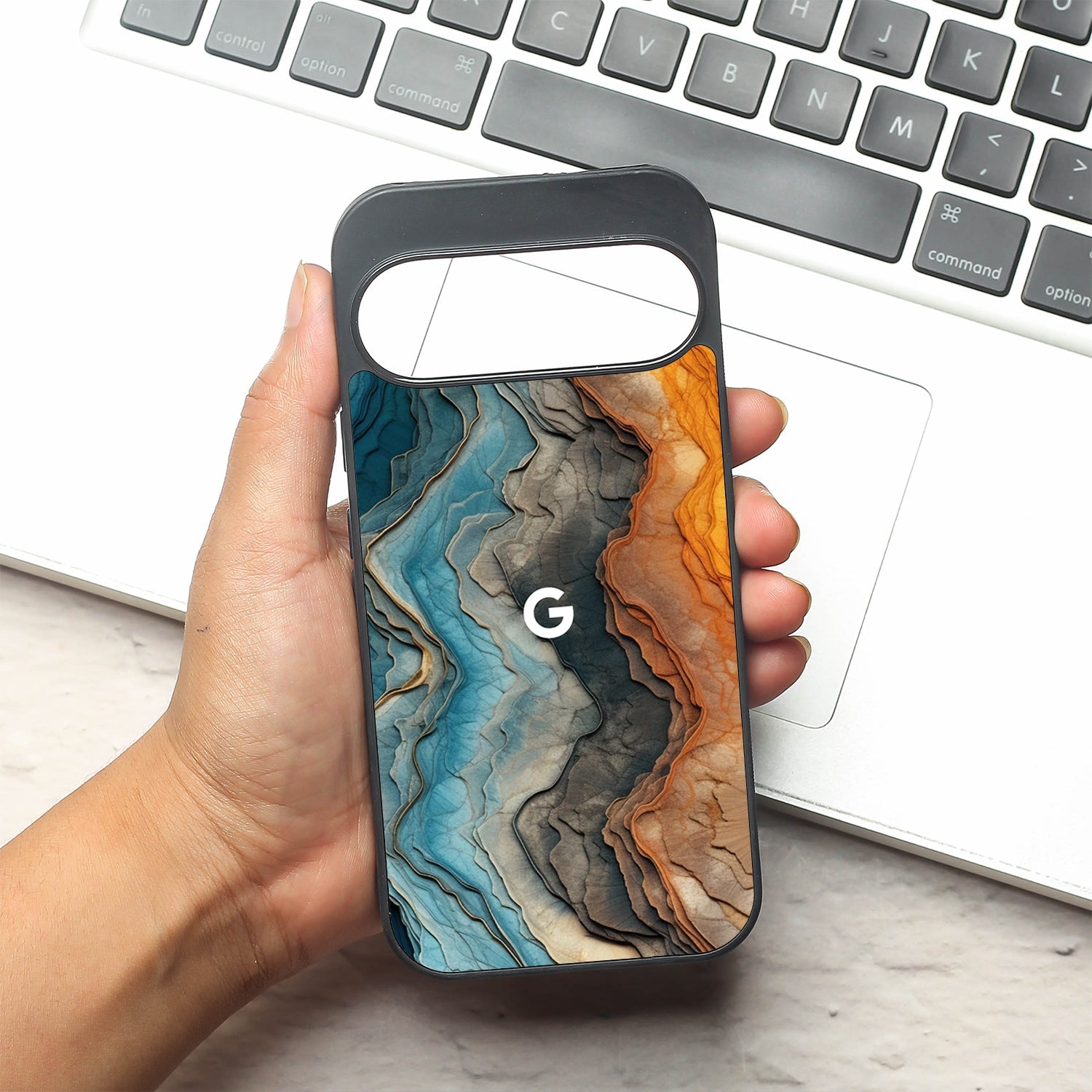 Layered Marble metal back case for Google Pixel 9