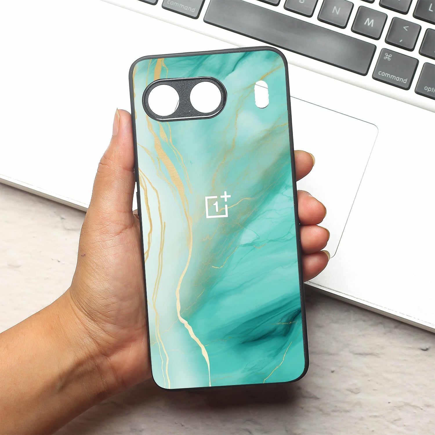 Green Luxe Marble metal back case for Oneplus Nord 4