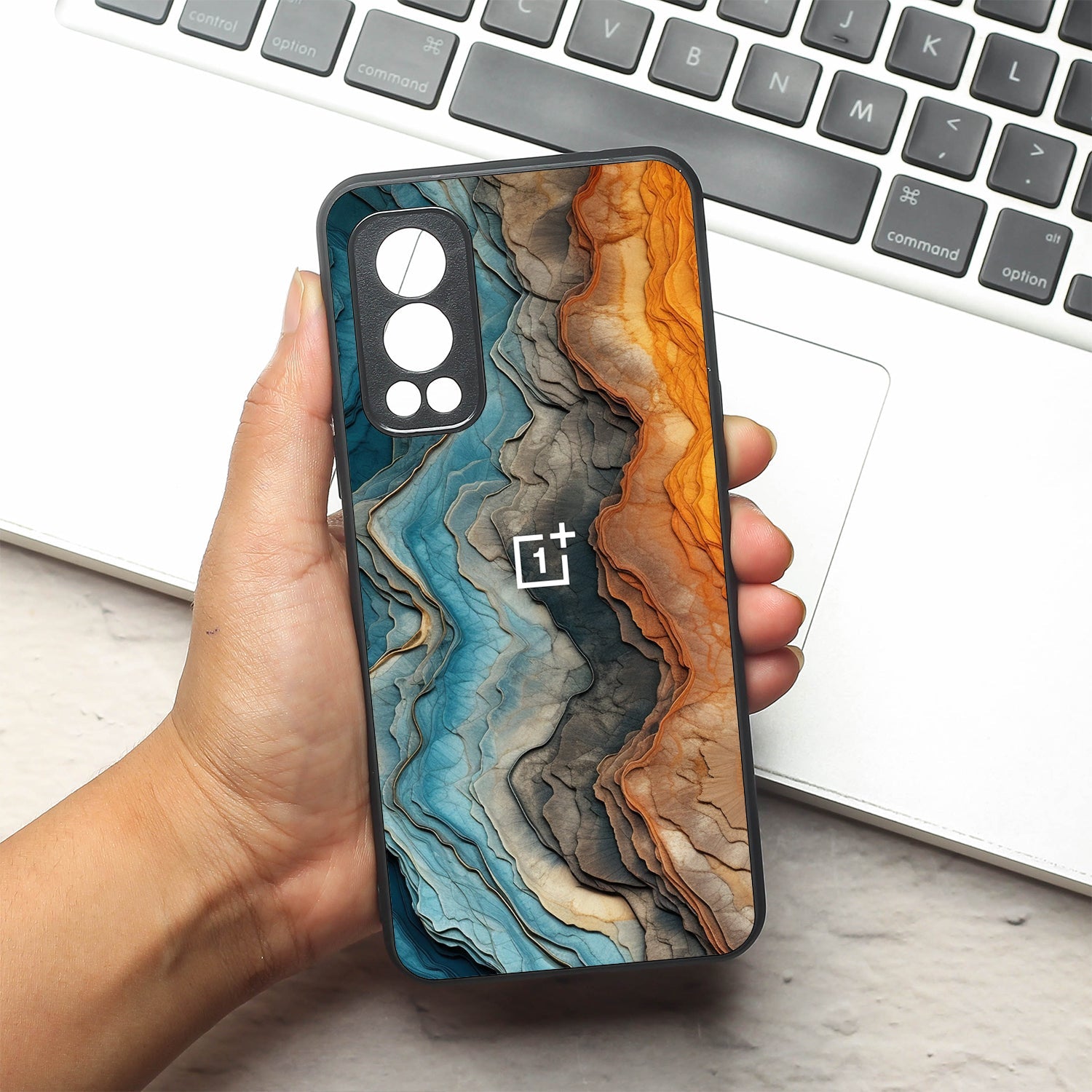 Layered Marble metal back case for Oneplus Nord 2