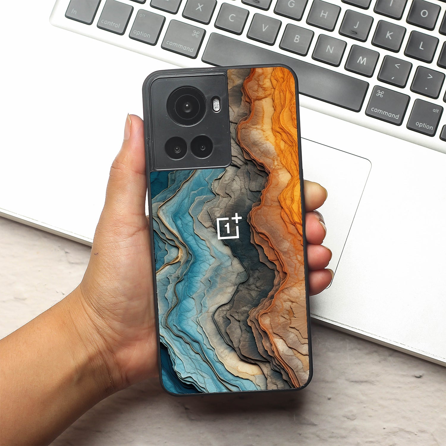 Layered Marble metal back case for Oneplus 10R