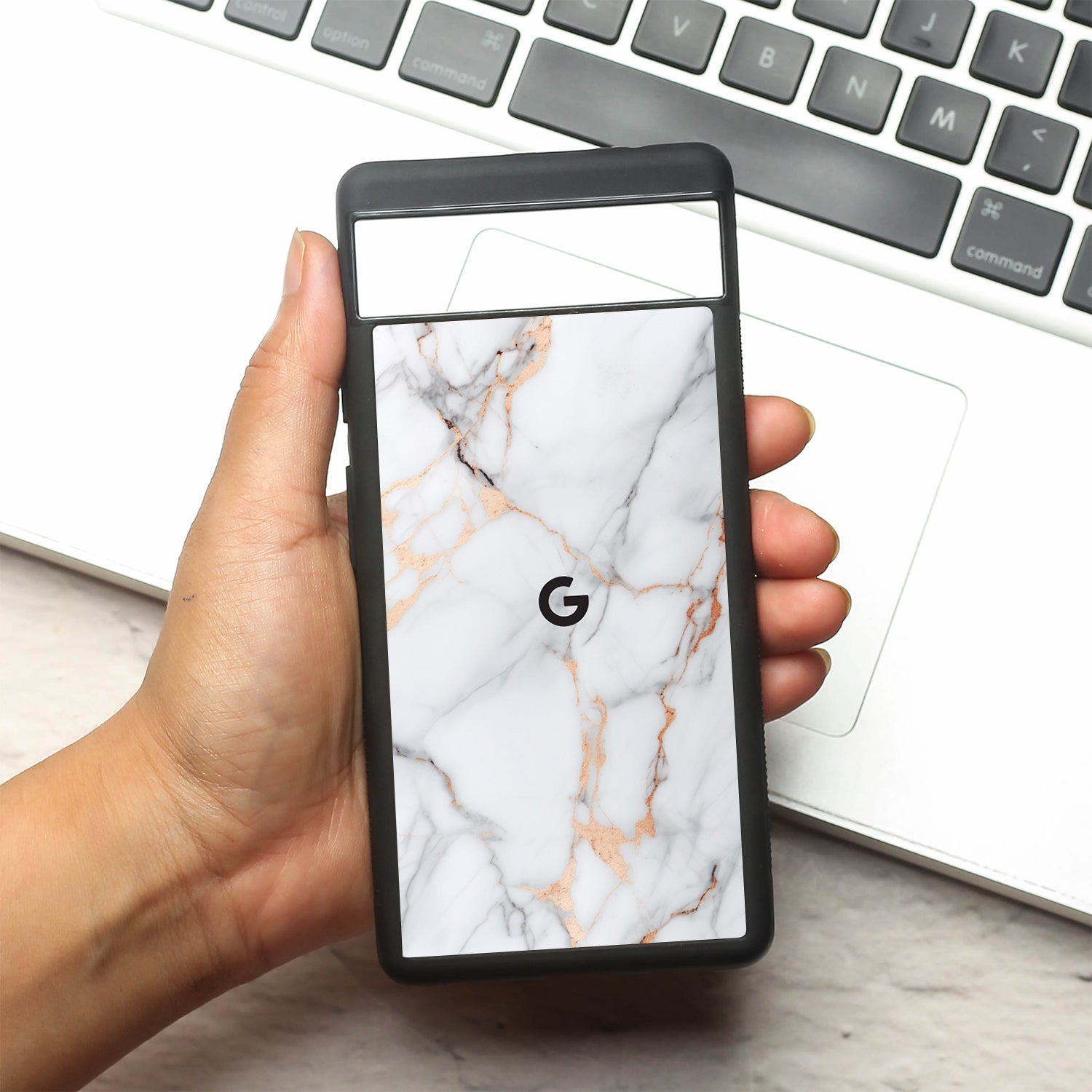 Copper Luxe Marble metal back case for Google Pixel 6a