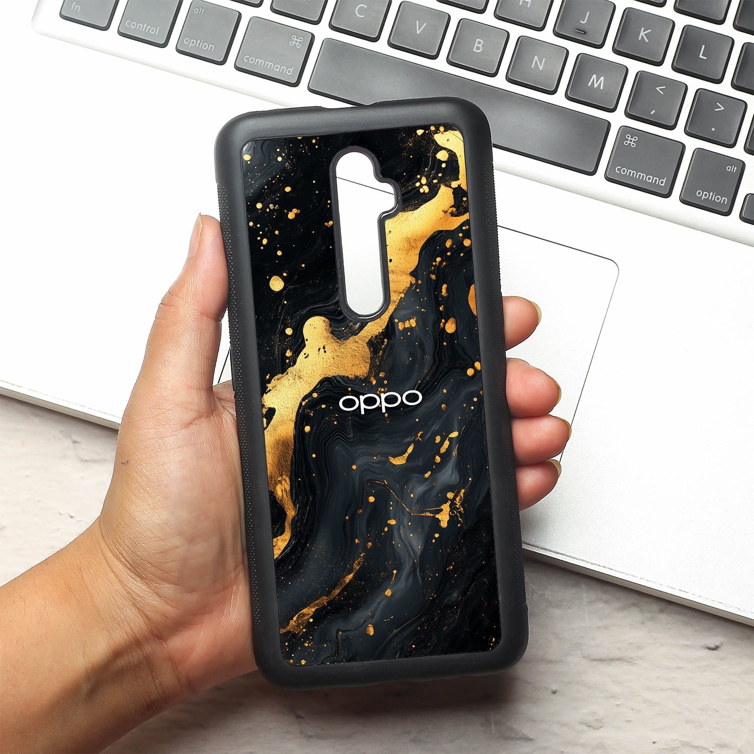 Black Gold Blaze  metal back case for Oppo Reno2 Z