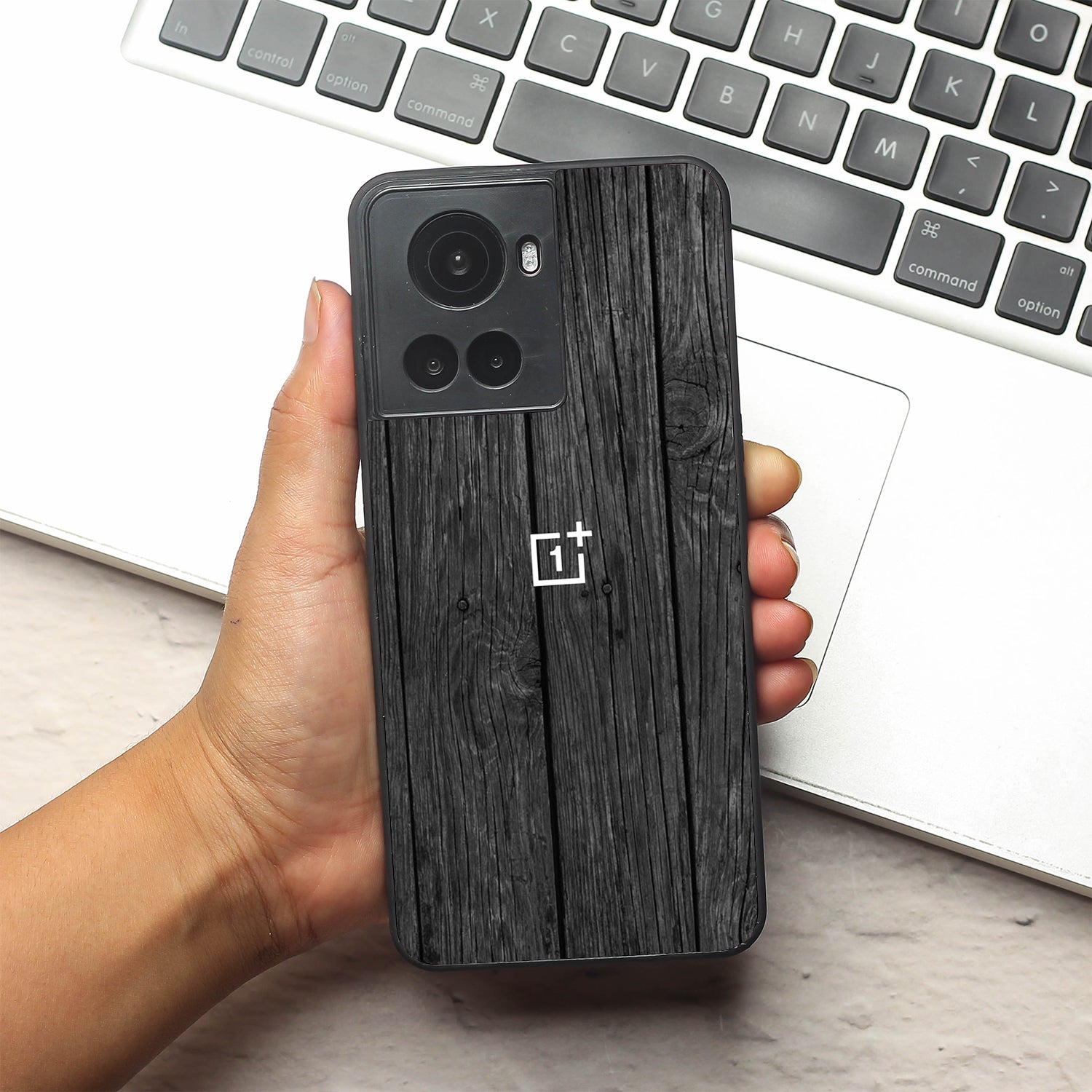 Dark Wood metal back case for Oneplus 10R