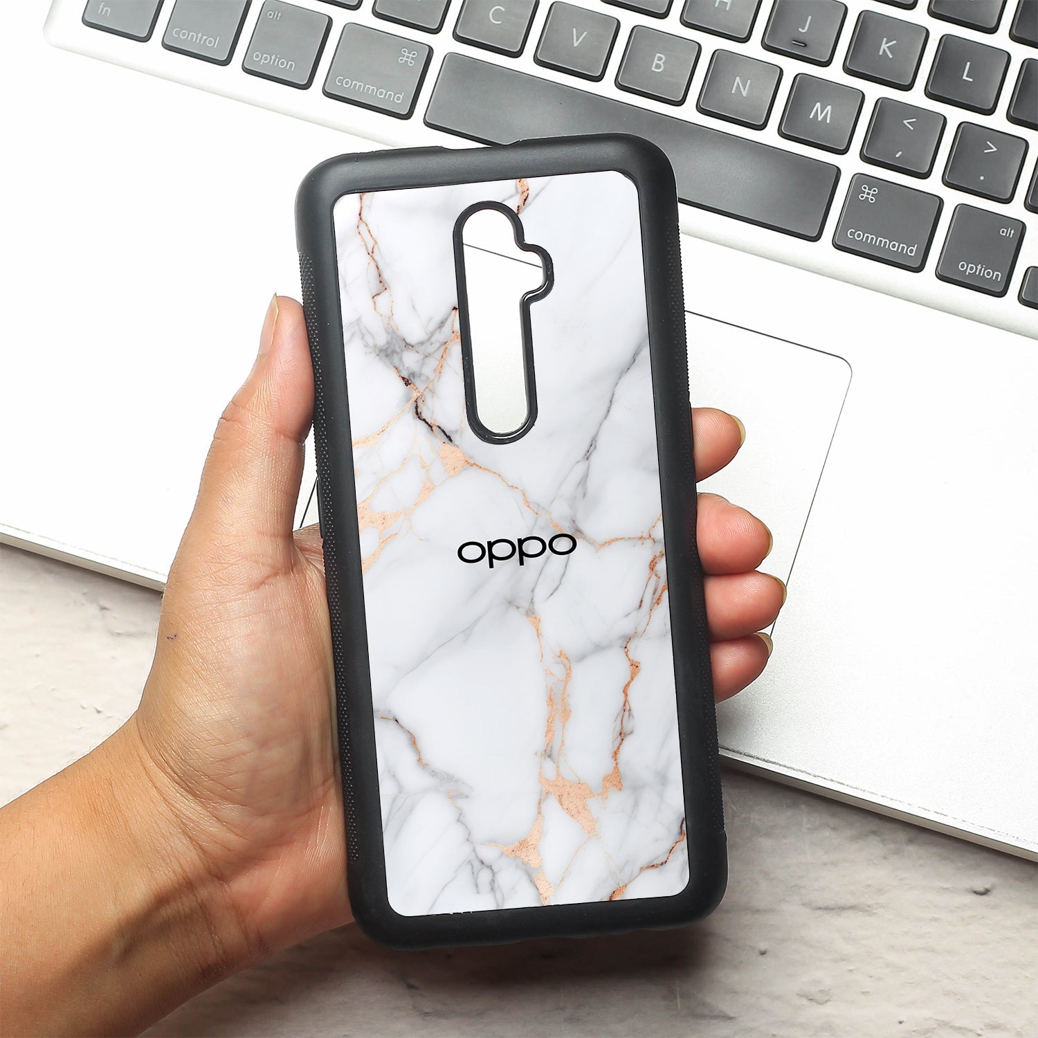 Copper Luxe Marble metal back case for Oppo Reno2 F