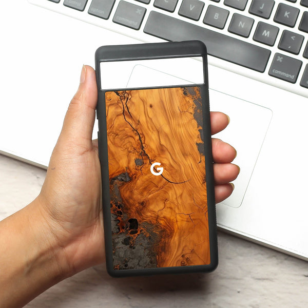 Lava Oak metal back case for Google Pixel 6a