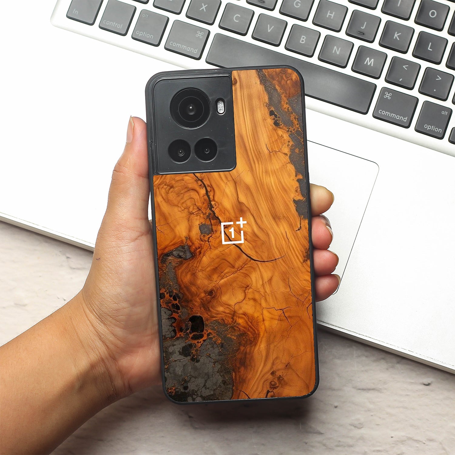 Lava Oak metal back case for Oneplus 10R