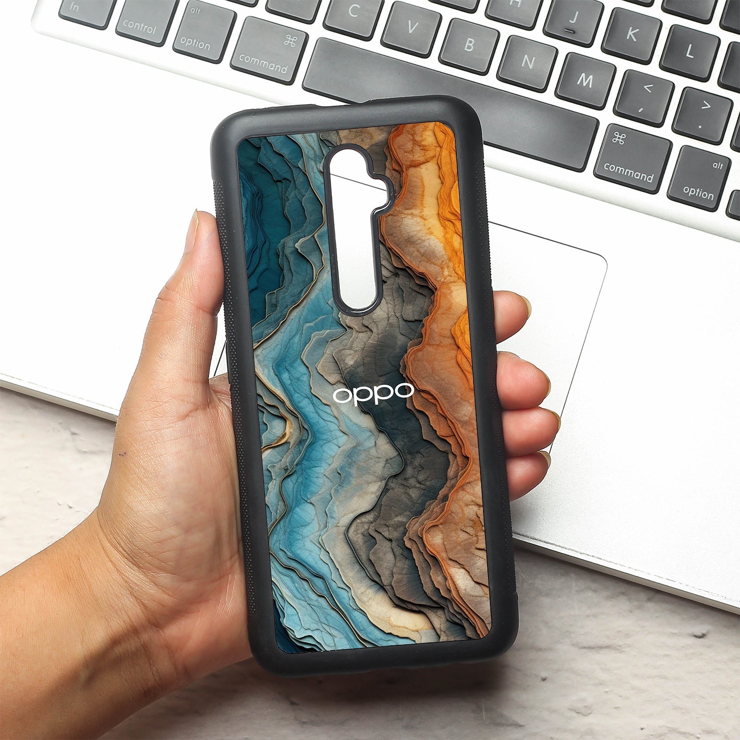 Layered Marble metal back case for Oppo Reno2 Z