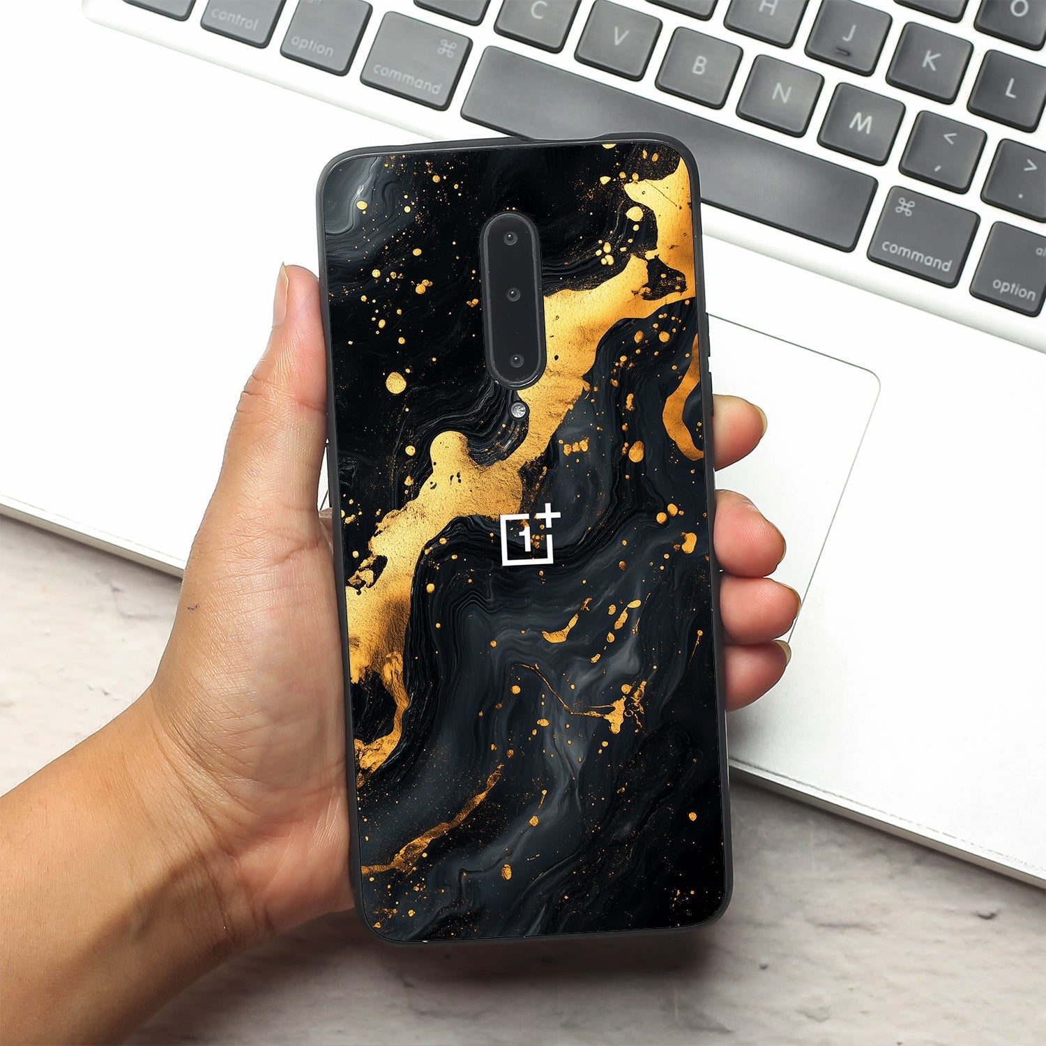 Black Gold Blaze  metal back case for Oneplus 7 Pro