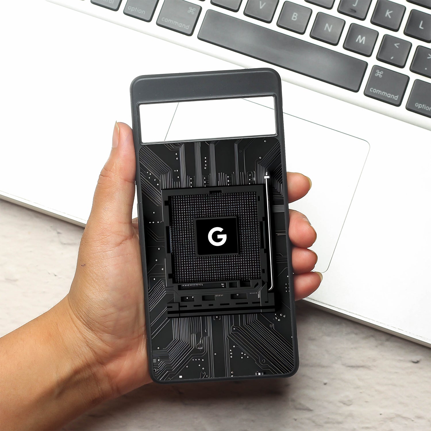 Microchip metal back case for Google Pixel 7