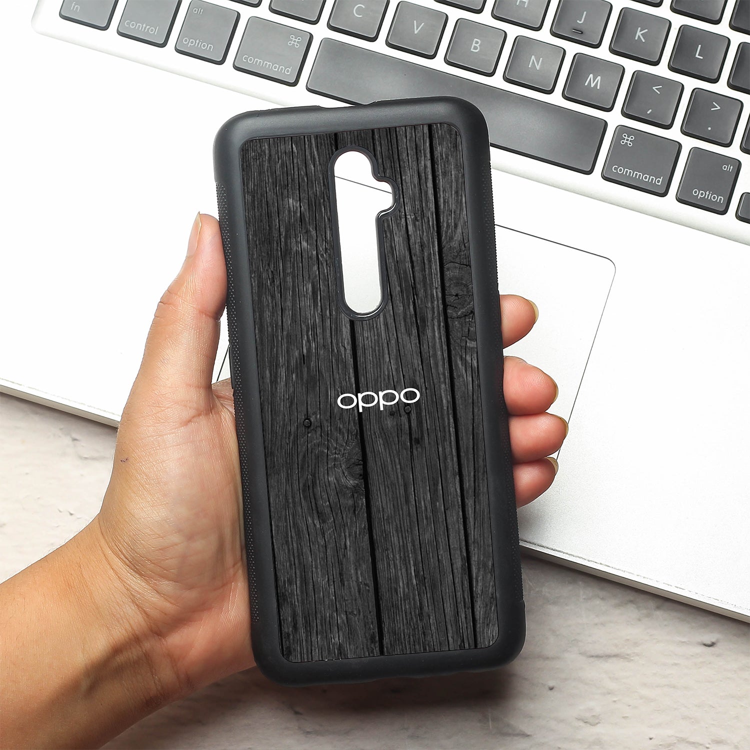 Dark Wood metal back case for Oppo Reno2 F