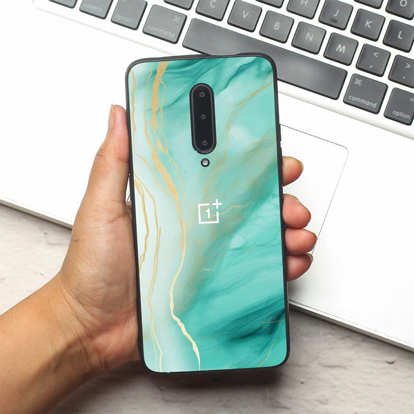 Green Luxe Marble metal back case for Oneplus 7 Pro