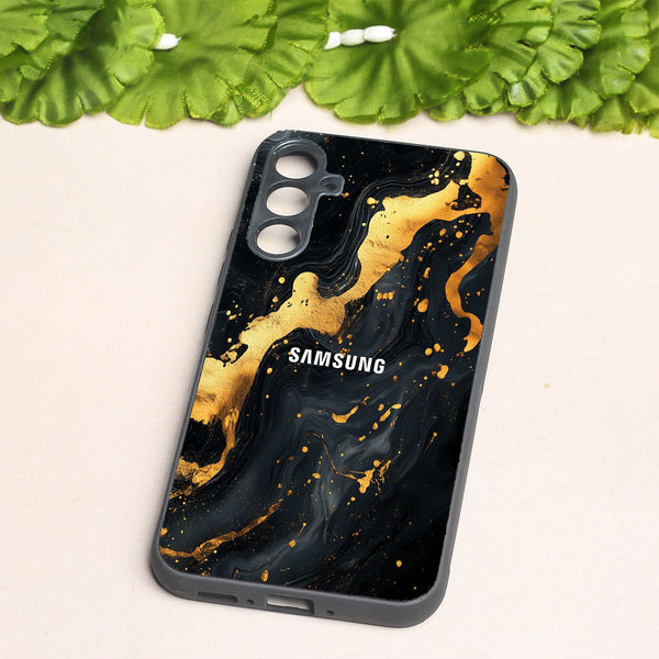 Black Gold Blaze  metal back case for Samsung A34