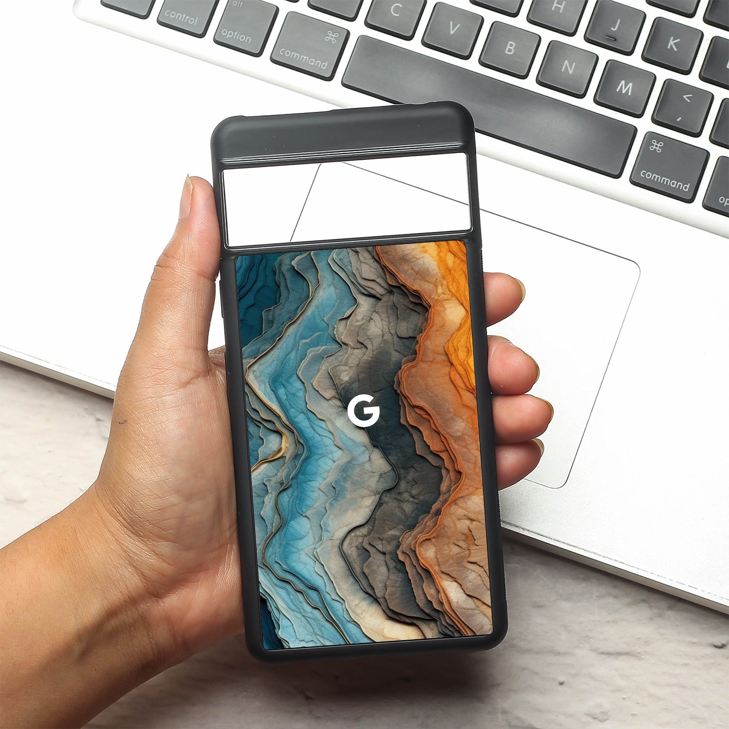 Layered Marble metal back case for Google Pixel 7a