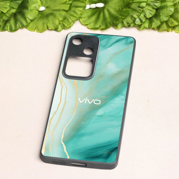 Green Luxe Marble metal back case for Vivo V30