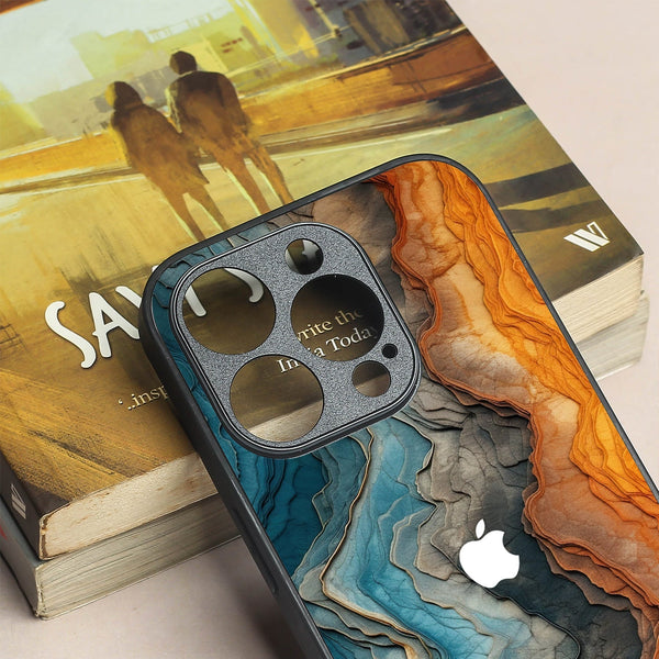 Layered Marble metal back case for Apple Iphone 16 Pro