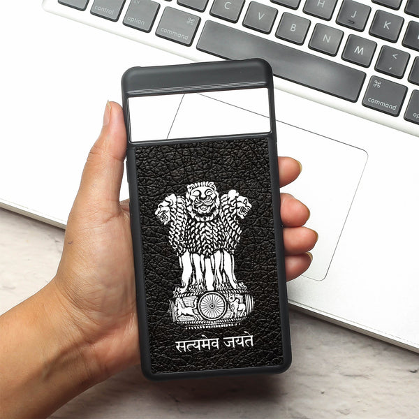 Black Satyamev Jayate metal back case for Google Pixel 7a