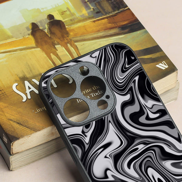 Blackout Marble metal back case for Apple Iphone 14 Pro Max