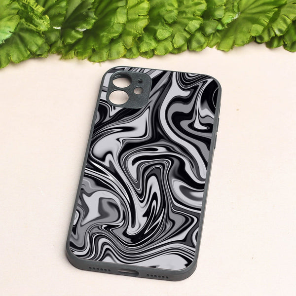 Blackout Marble metal back case for Apple Iphone 12