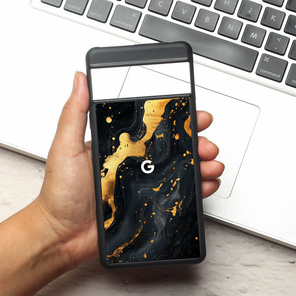 Black Gold Blaze  metal back case for Google Pixel 7a