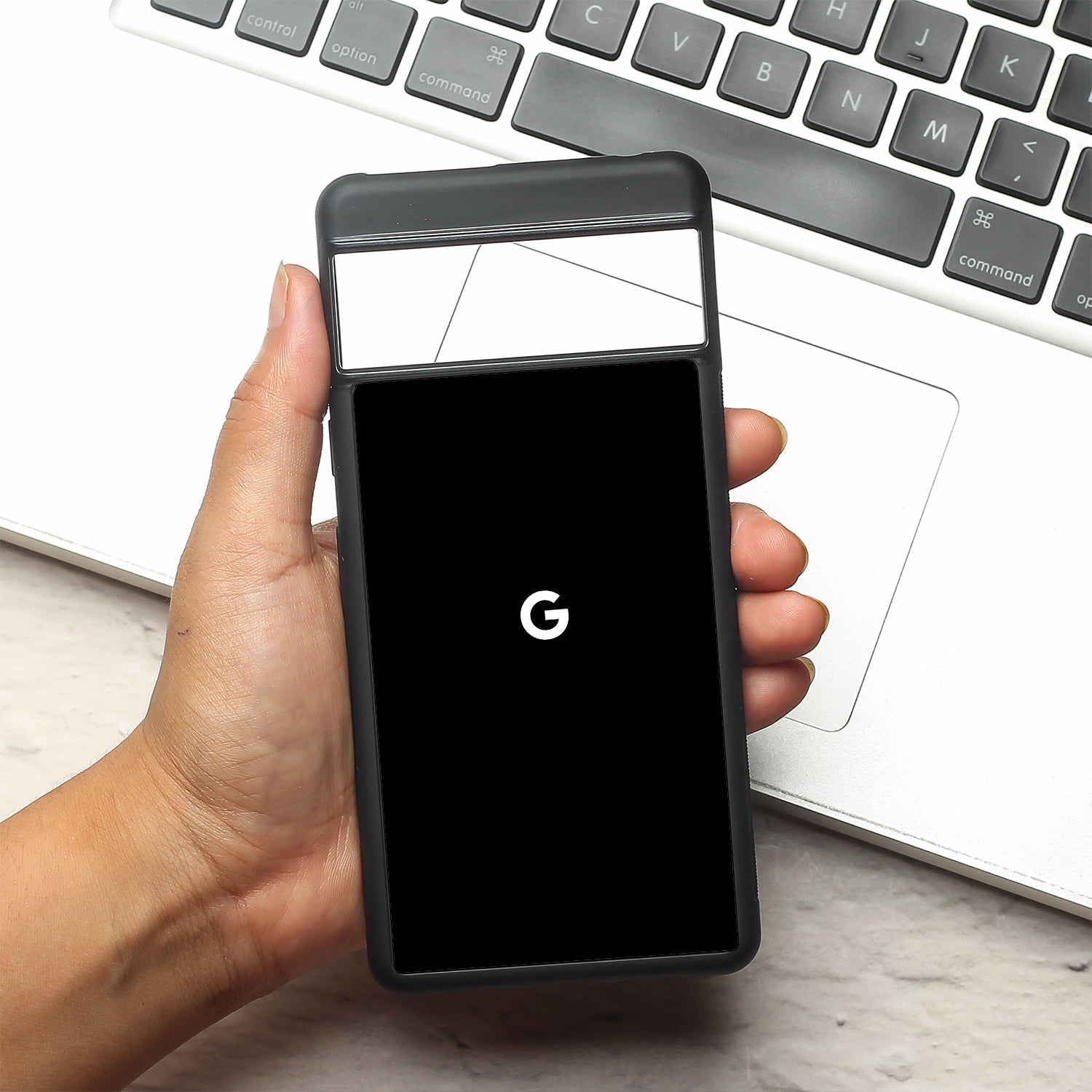 Black metal back case for Google Pixel 7a