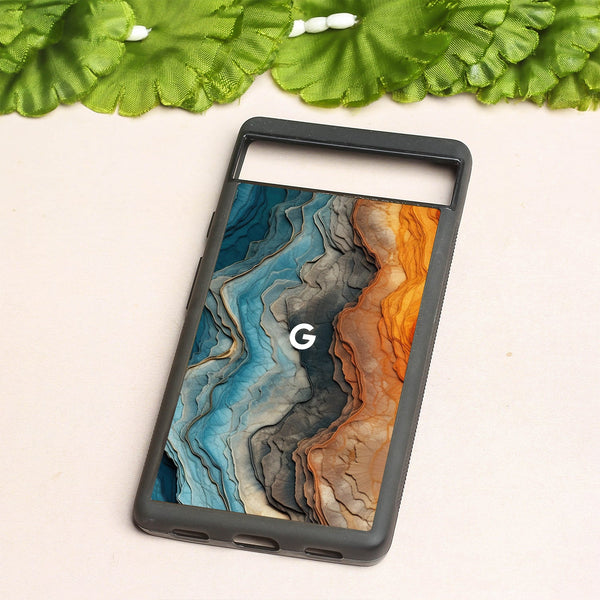 Layered Marble metal back case for Google Pixel 6a