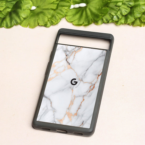 Copper Luxe Marble metal back case for Google Pixel 6a