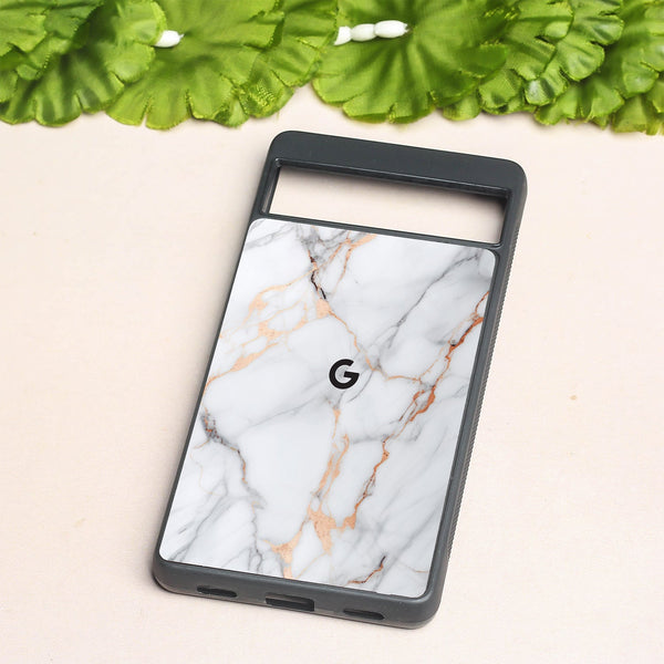 Copper Luxe Marble metal back case for Google Pixel 7
