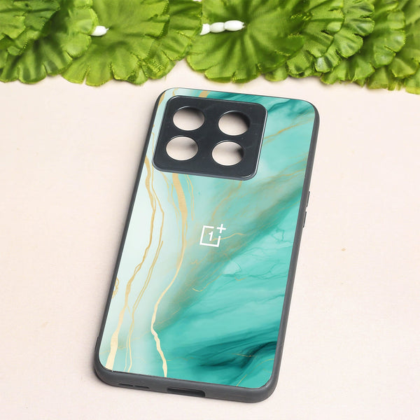 Green Luxe Marble metal back case for Oneplus 10T