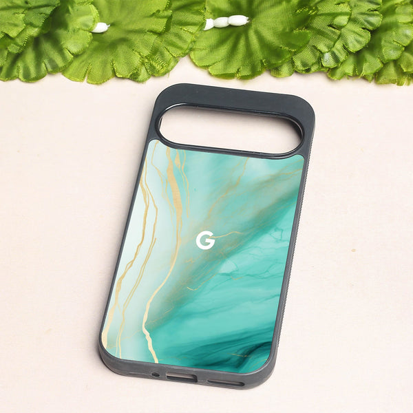 Green Luxe Marble metal back case for Google Pixel 9