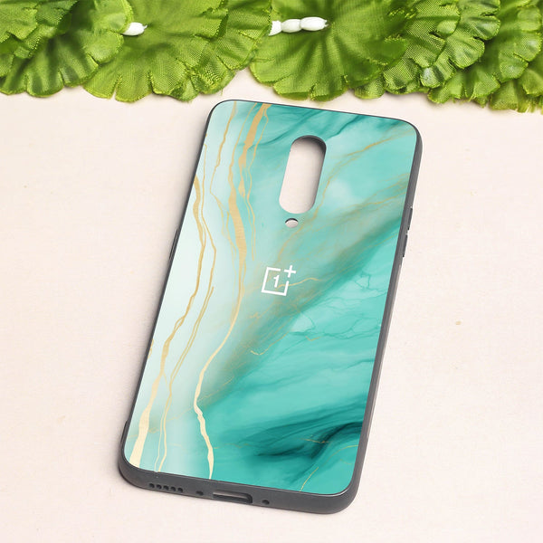 Green Luxe Marble metal back case for Oneplus 7 Pro