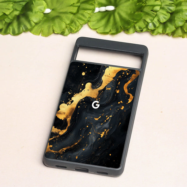 Black Gold Blaze  metal back case for Google Pixel 7