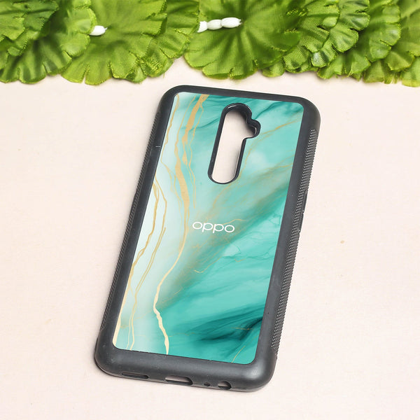 Green Luxe Marble metal back case for Oppo Reno2 F