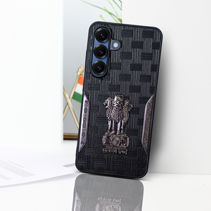 Black (Design 2) Satyameva Jayate embossed Leather Case for Samsung S25