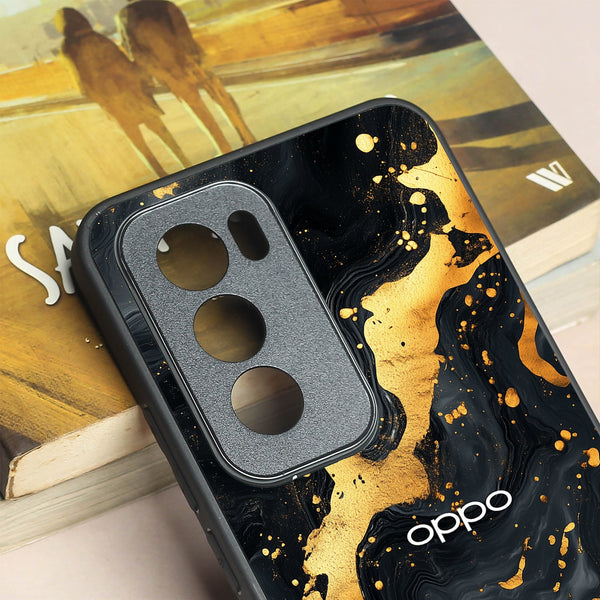 Black Gold Blaze  metal back case for Oppo Reno 12