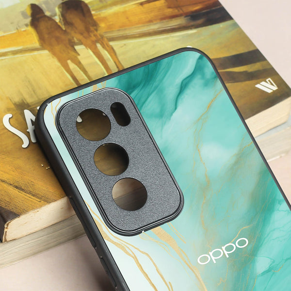 Green Luxe Marble metal back case for Oppo Reno 12
