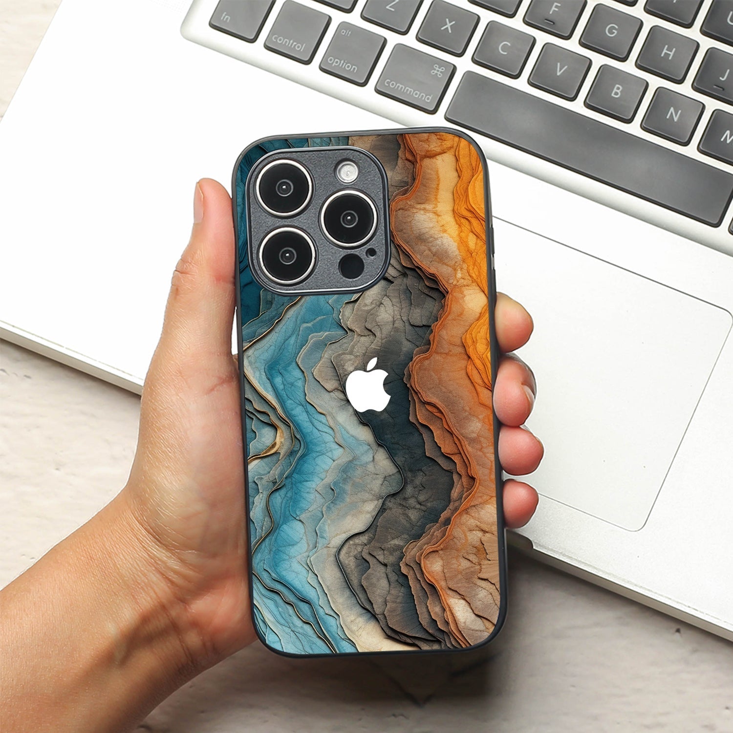 Layered Marble metal back case for Apple Iphone 16 Pro